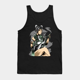 Artwork Illustration Beautiful Girl Smoking With Luxury Jewelry On Her Body Tank Top